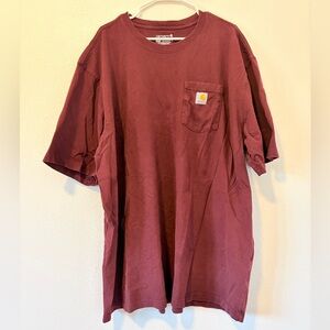 Carhartt K87 Pocket T-Shirt 3XL Tall Burgundy Loose Fit Workwear Heavyweight